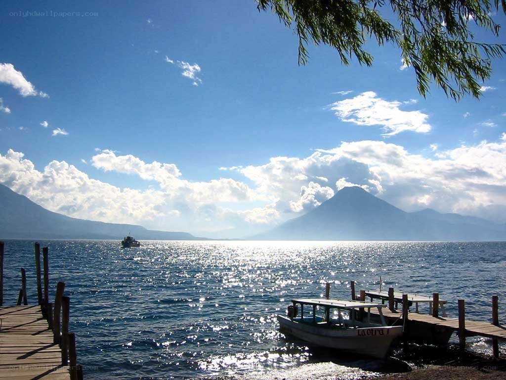Lake Atitlán with volcano