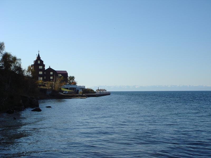 Lake Baikal shoreline with buildings