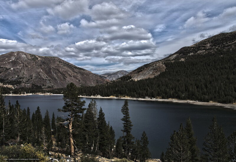 Lake Between Mountains — Blue, Dramatic, Photograph