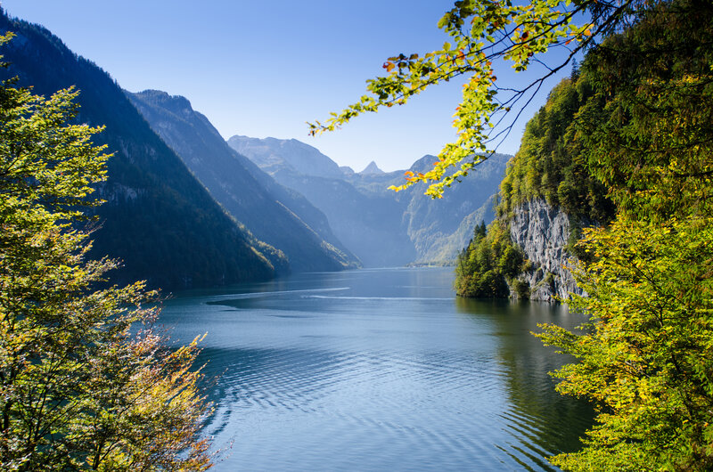 Lake Between Mountains — Blue, Serene, Afternoon, Photograph, Trees