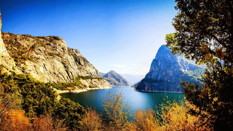 Lake Between Rocky Cliffs