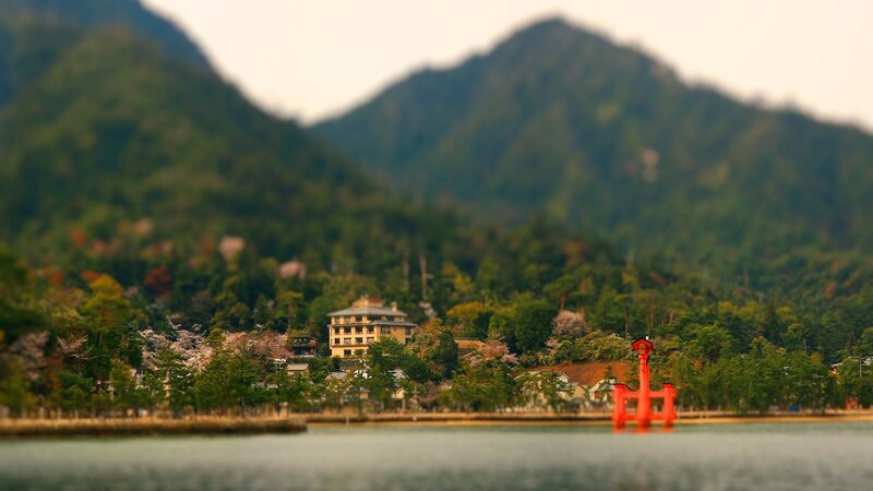 Lake Biwa with mountains