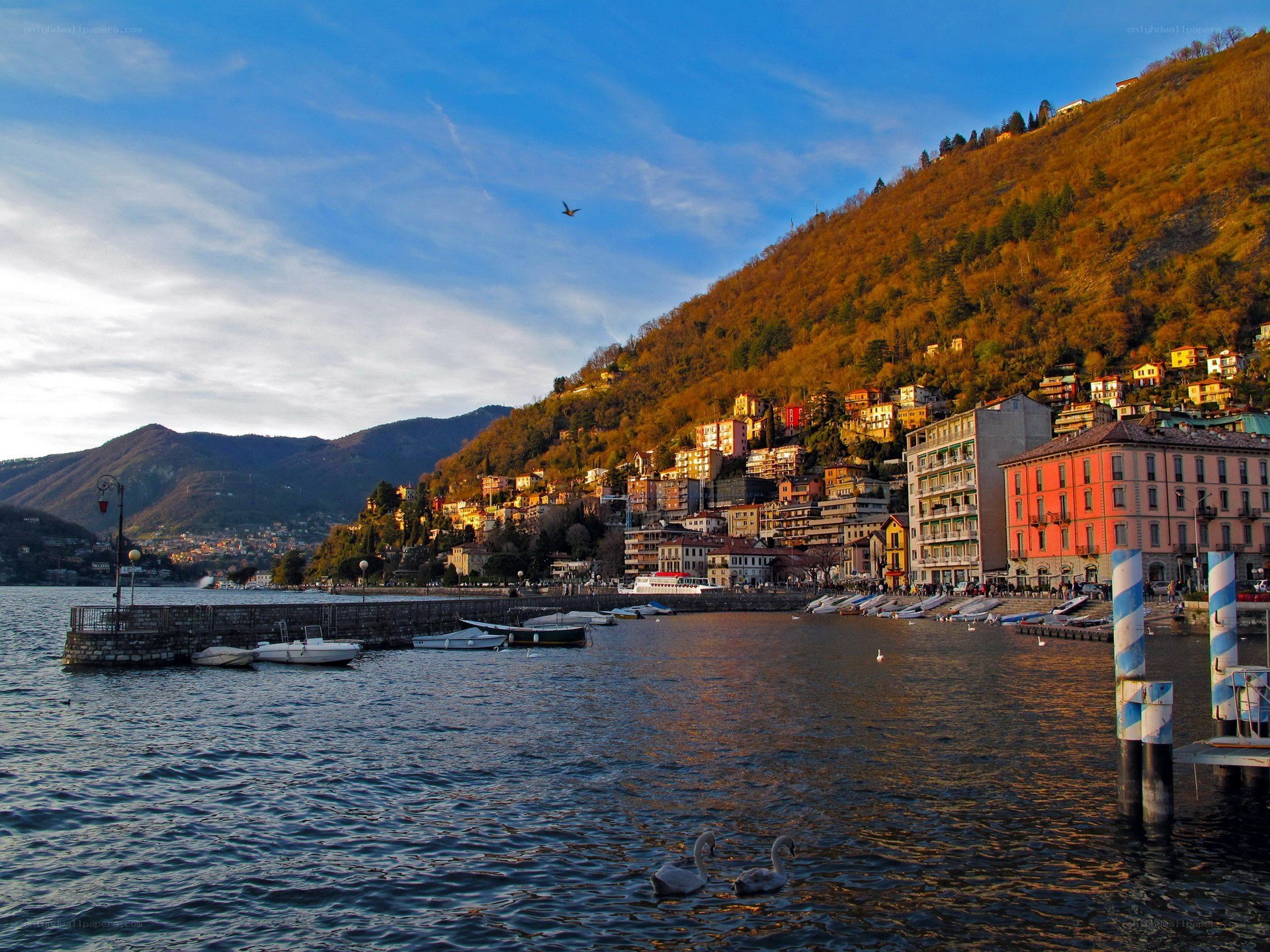 Lake Como village at sunset