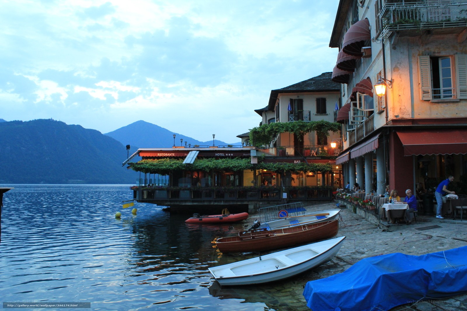 Lake Como waterfront at dusk