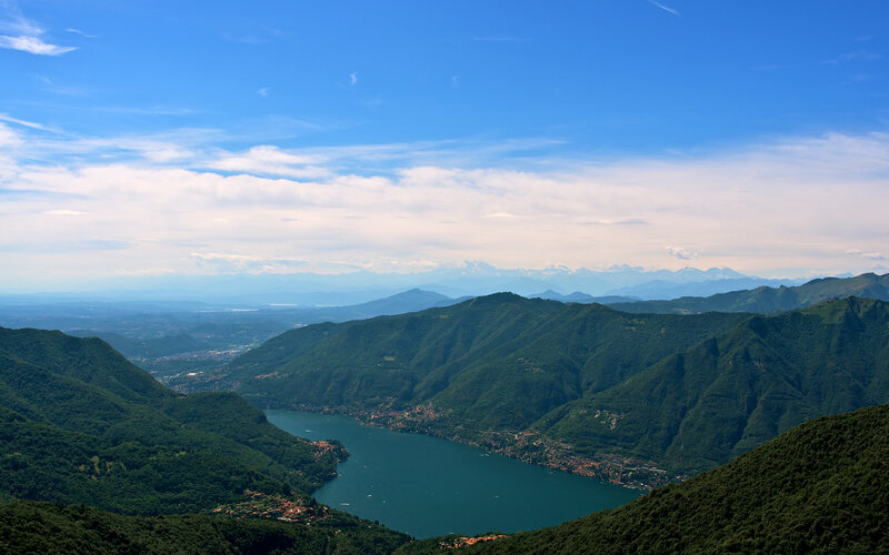 Lake Como with Alps in background