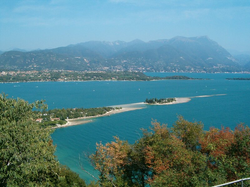 Lake Garda with islands and mountains