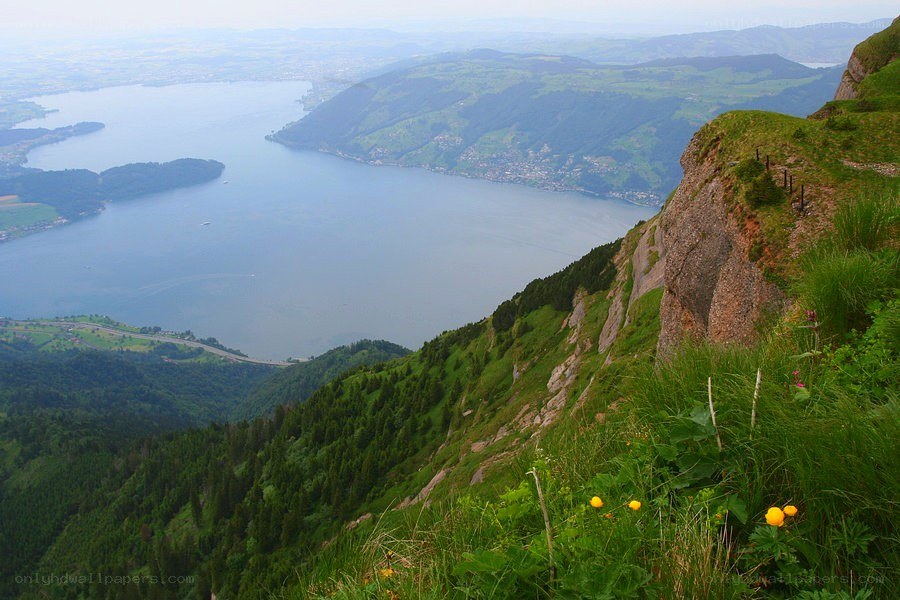 Lake Geneva from a mountain viewpoint