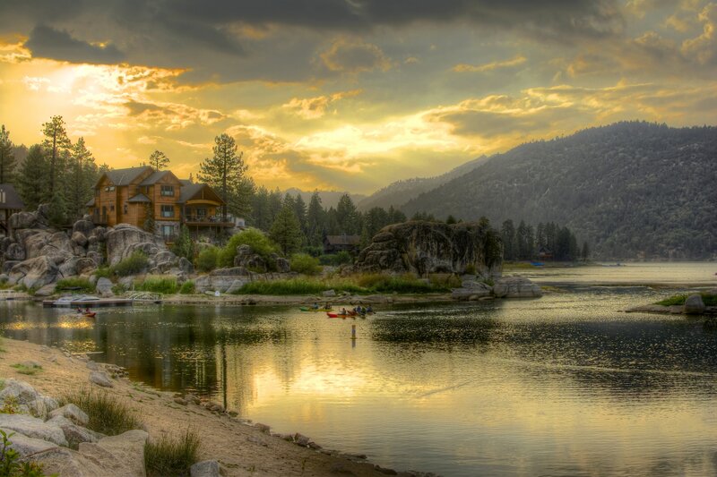 Lake House at Sunset — Yellow