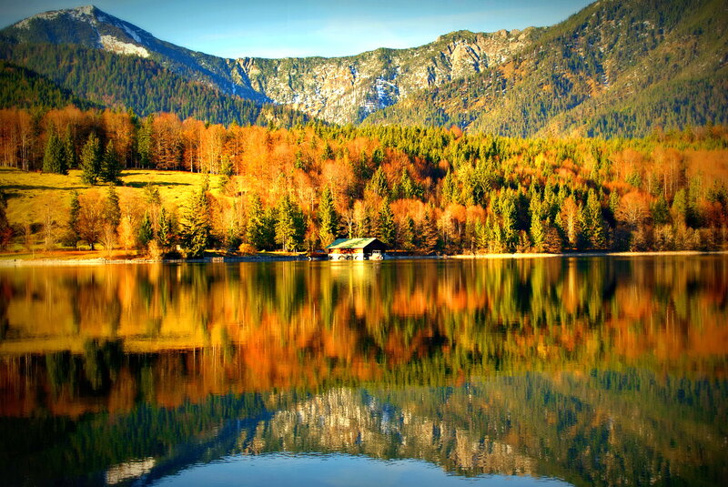 Lake House in Autumn — Green