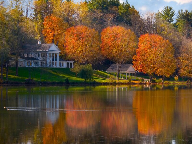 Lake House in Autumn — Orange