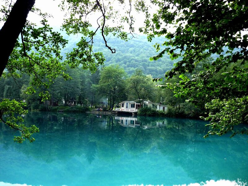 Lake House in Forest — Blue