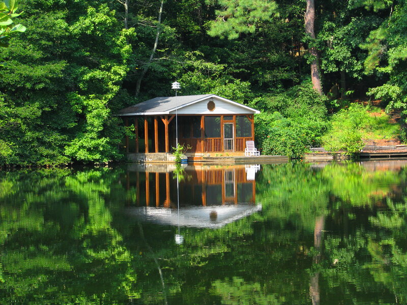 Lake House on Dock — Green