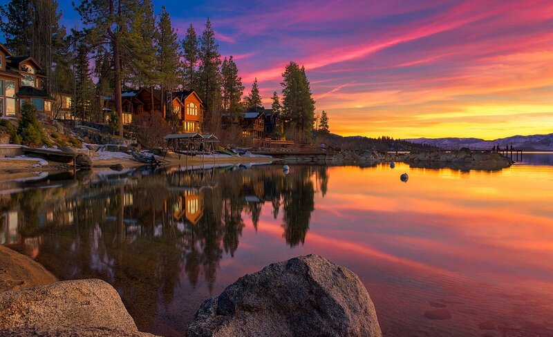 Lake Houses at Sunset