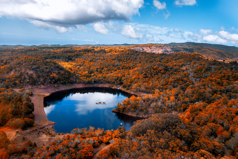 Lake in Autumn Forest — Blue