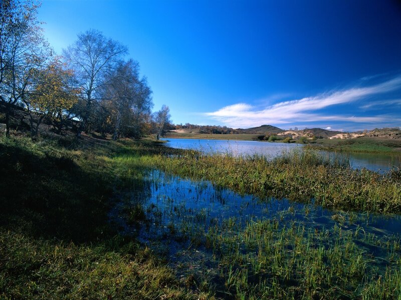 Lake in autumn landscape