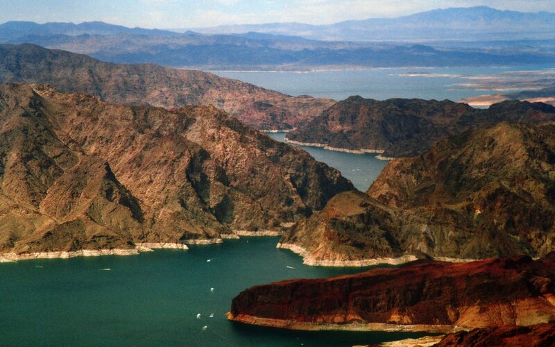 Lake in Canyon Landscape — Brown