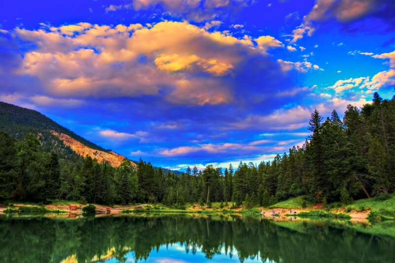 Lake in Forest Valley — Blue, Dramatic