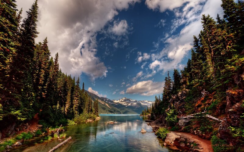 Lake in Forest Valley — Blue, Serene, Afternoon, Photograph, Mountains