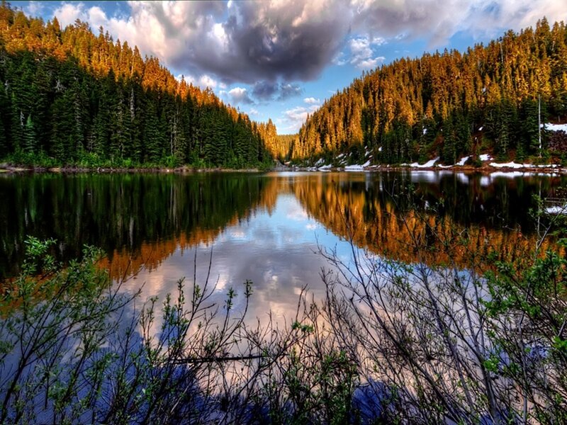 Lake in Forest Valley — Blue, Serene, Autumn