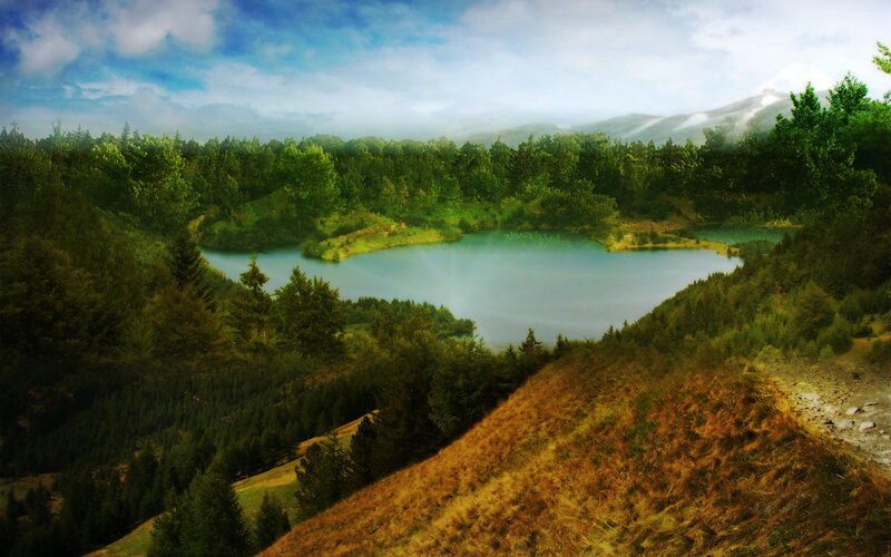 Lake in Forest Valley — Green, Serene, Afternoon