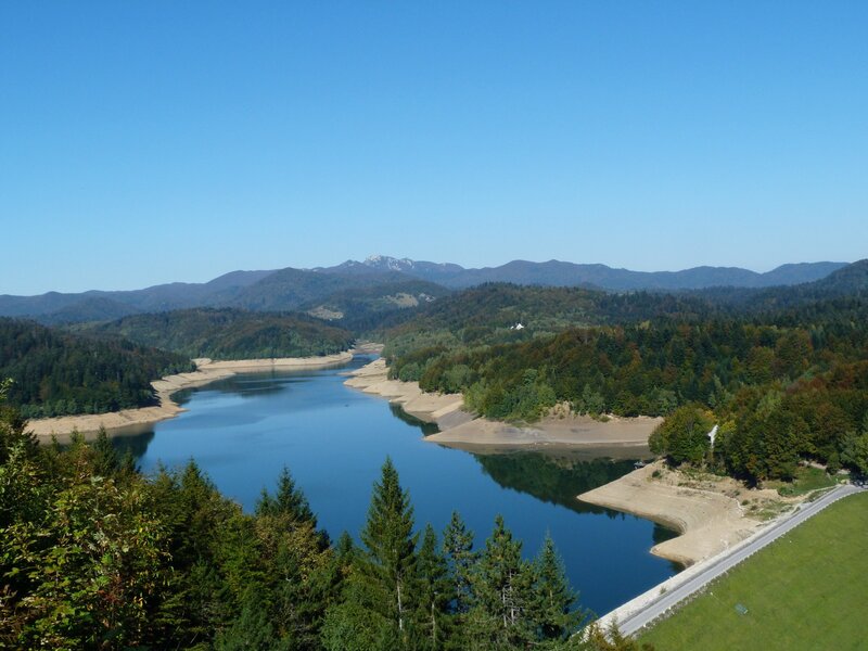 Lake in forested valley
