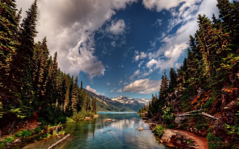 Lake in Forested Valley — Blue, Serene