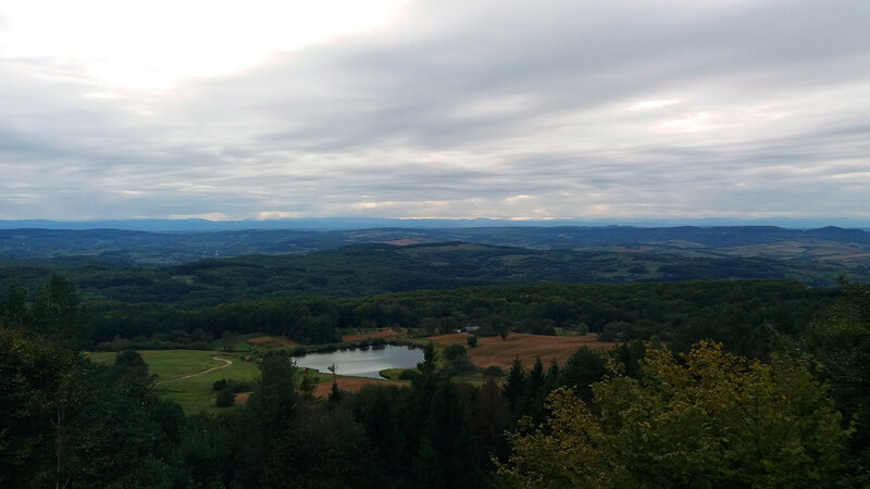 Lake in Forested Valley — Green, Overcast