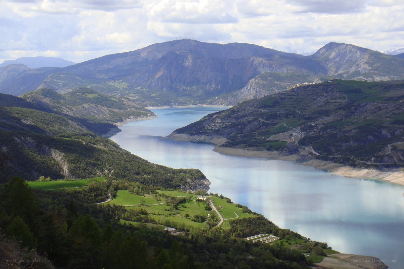 Lake in mountain valley