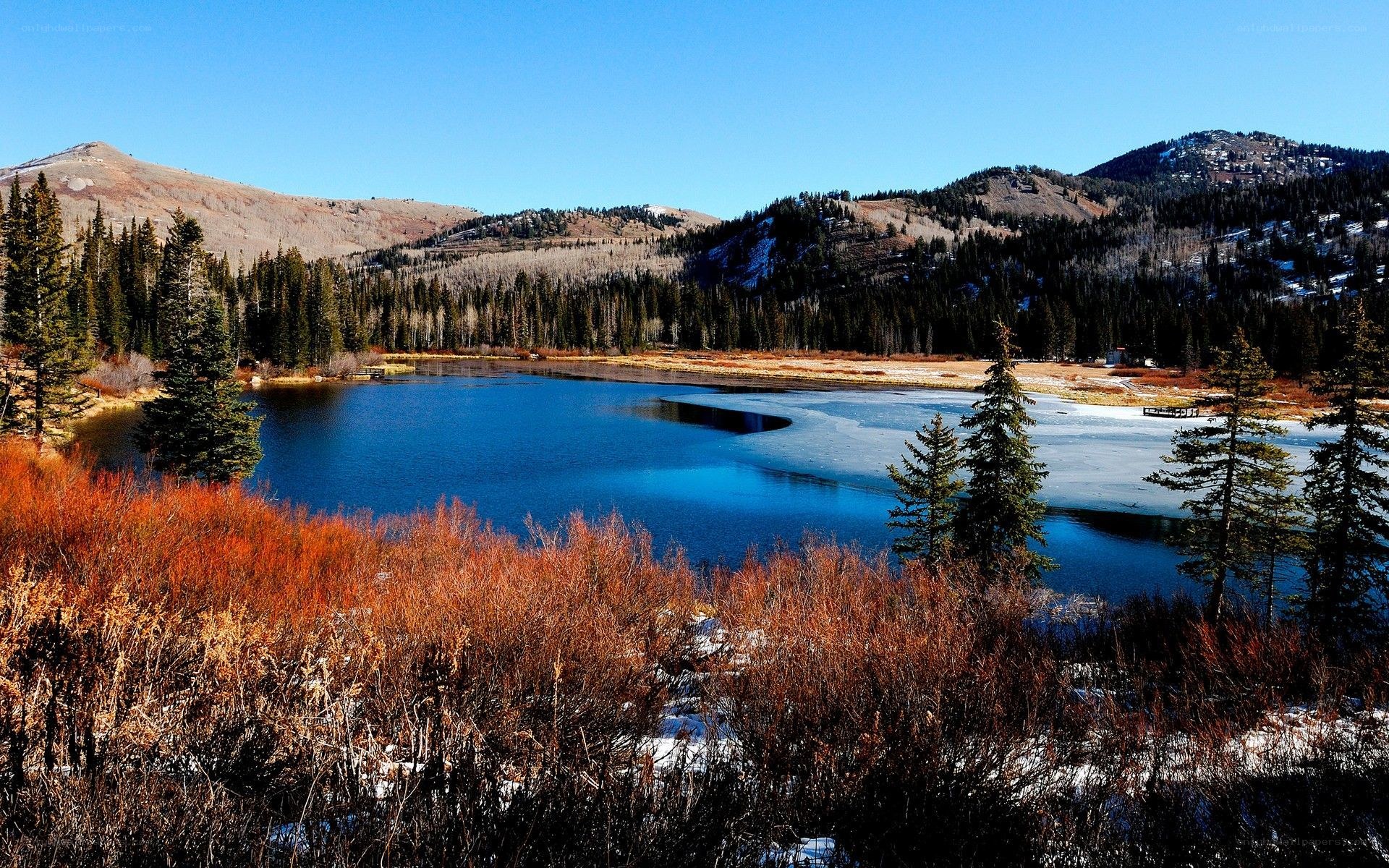 Lake in mountain valley