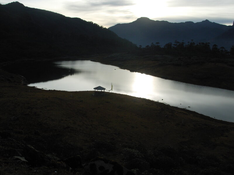 Lake in Mountain Valley — Black