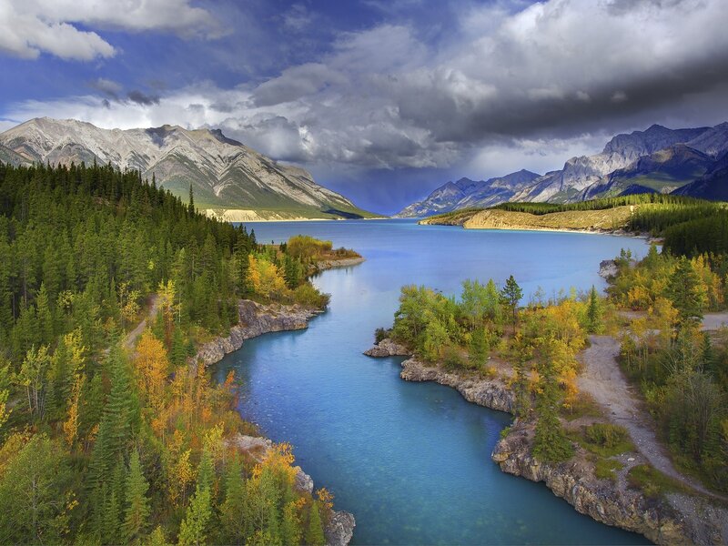 Lake in Mountain Valley — Blue, Dramatic, Afternoon