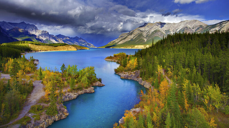 Lake in Mountain Valley — Blue, Dramatic, Autumn, Photograph