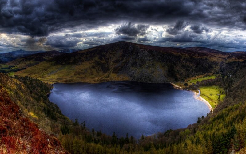Lake in Mountain Valley — Blue, Dramatic, Photograph, Mountains