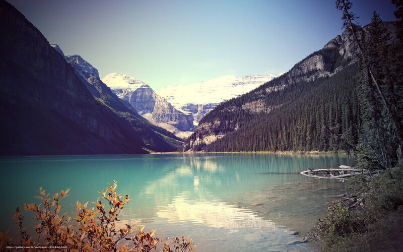 Lake in Mountain Valley — Blue, Serene, Afternoon, Photograph, Mountains, Forest, Snow
