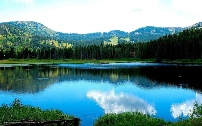 Lake in Mountain Valley — Blue, Serene, Afternoon, Photograph, Mountains, Forest