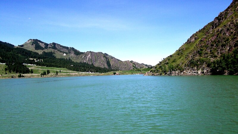 Lake in Mountain Valley — Blue, Serene, Afternoon, Photograph, Mountains, Trees