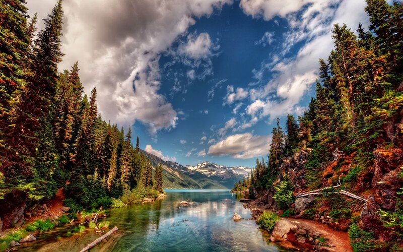Lake in Mountain Valley — Blue, Serene, Afternoon, Photograph, Trees, Mountains