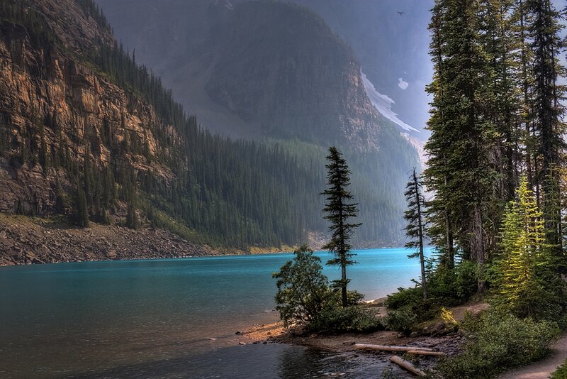 Lake in Mountain Valley — Blue, Serene, Afternoon, Photograph, Trees, Water