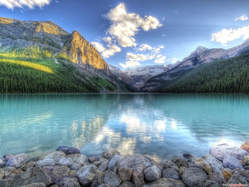 Lake in Mountain Valley — Blue, Serene, Morning, Photograph