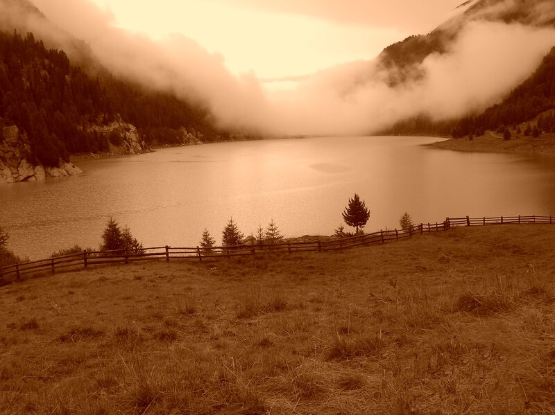 Lake in Mountain Valley — Brown