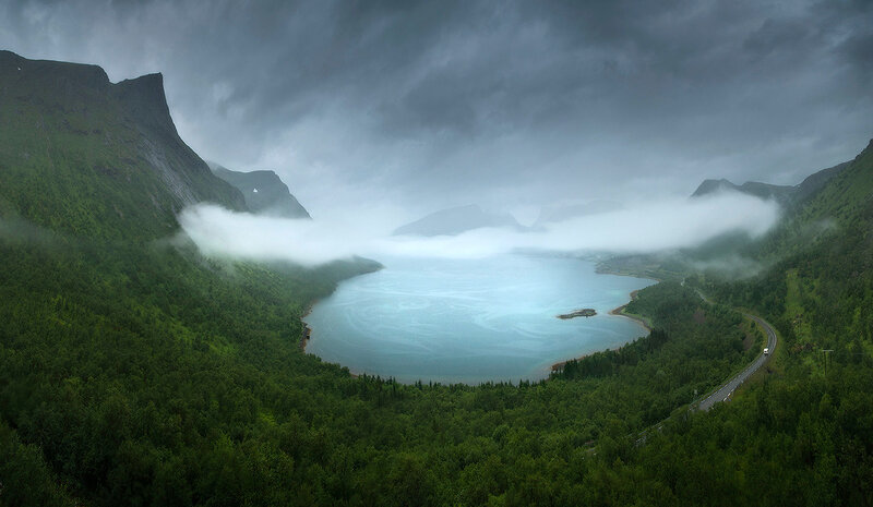 Lake in Mountain Valley — Green, Dramatic, Photograph, Mountains