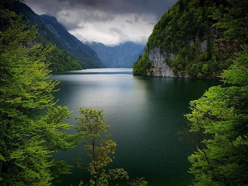 Lake in Mountain Valley — Green, Dramatic, Photograph