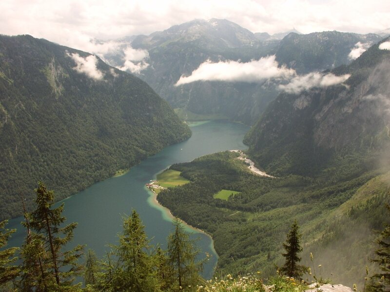 Lake in Mountain Valley — Green, Serene