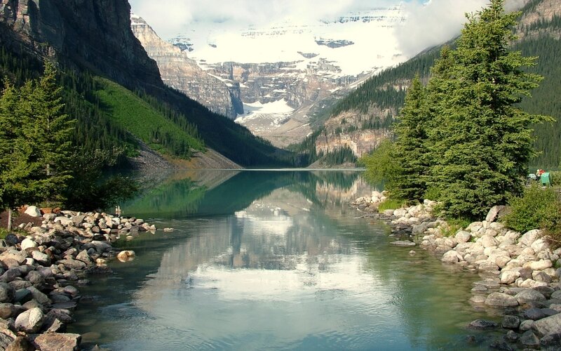Lake in Mountain Valley — Green