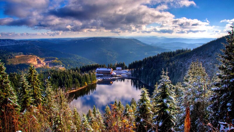 Lake in Snowy Mountains