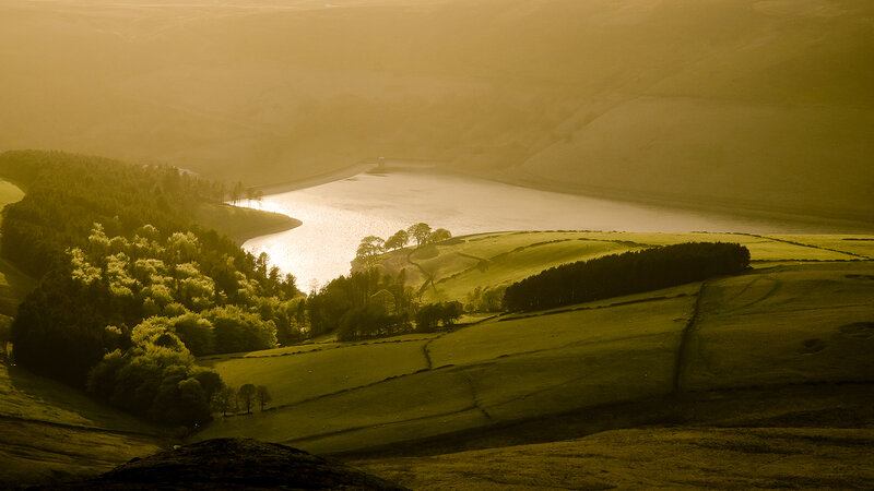 Lake in Valley at Sunrise