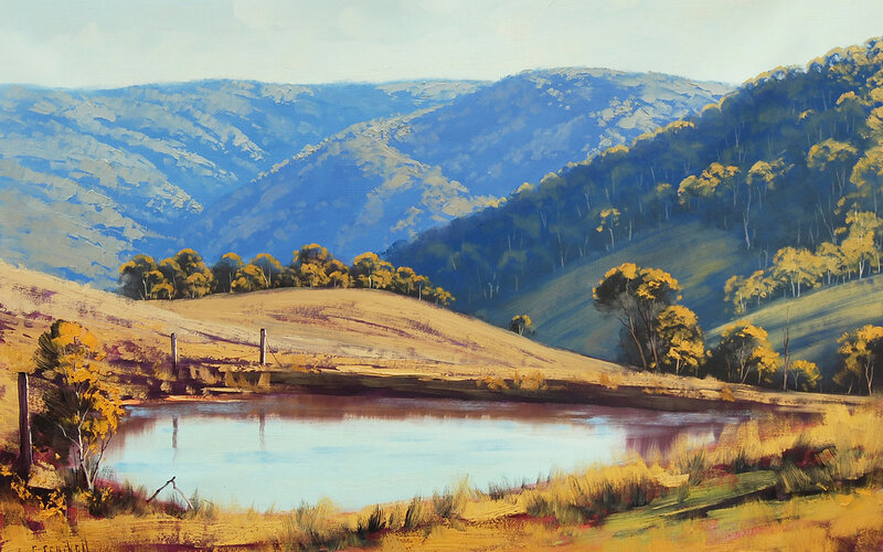 Lake in Valley Landscape — Blue, Serene, Afternoon