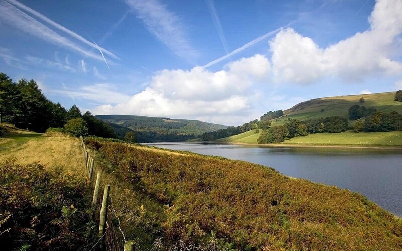 Lake in Valley Landscape — Blue, Serene