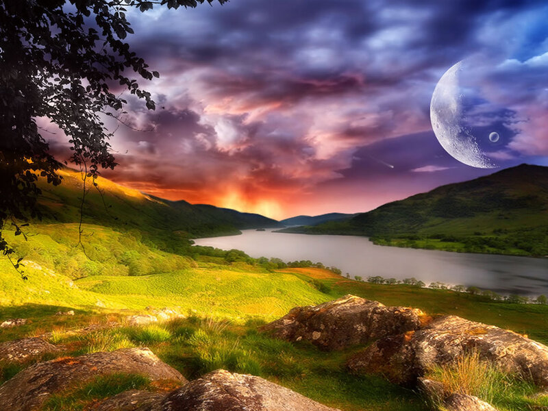 Lake in Valley Landscape