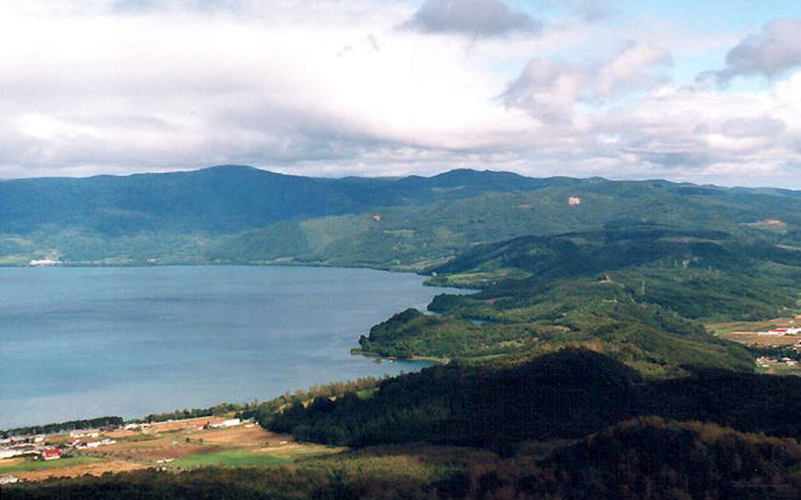 Lake Kussharo with mountains